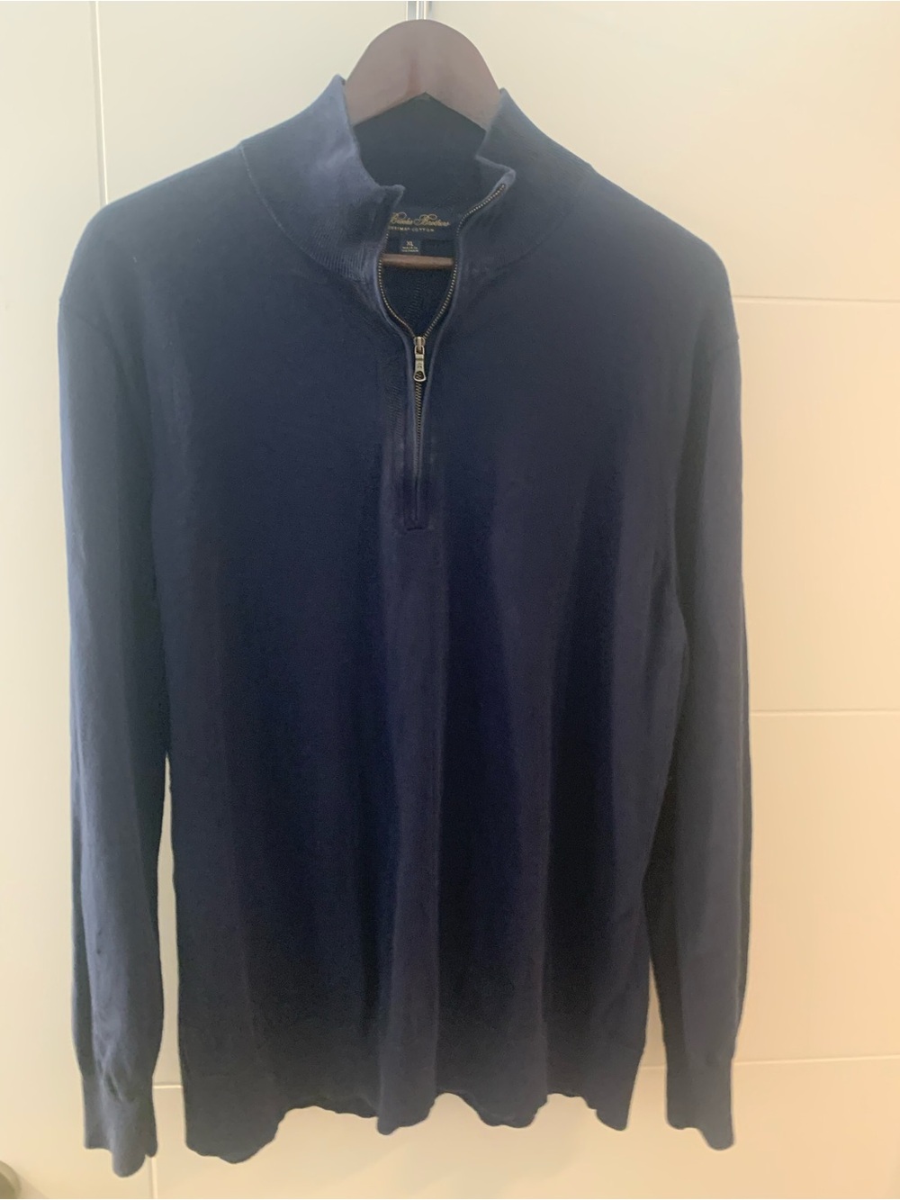 Brooks Brothers Navy Zip-Front Knit Pullover A17